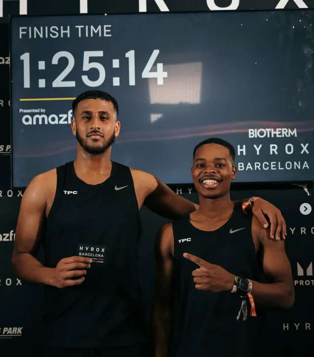 Awadh and Nassor, co-founders of The People's Circle, at HYROX Barcelona